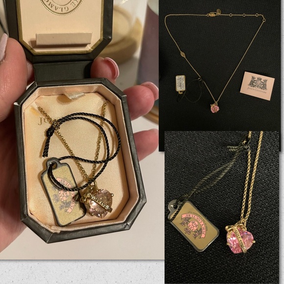 Juicy Couture Jewelry - Vintage Y2K JUICY COUTURE Pink Crystal Heart Necklace NEW